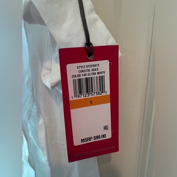 Vince Camuto Ruffle Detail Cotton Wrap Midi Skirt in Ultra White NWT - Picture 5 of 14